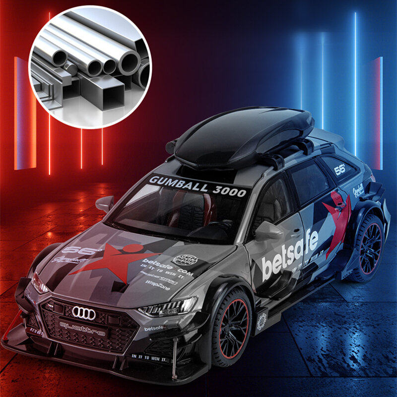 1/24 Audi RS6 Avant Station Wagon Track Alloy Racing Car Model Diecast Metal Toy Vehicle Car Model Sound and Light Kids Toy Gift