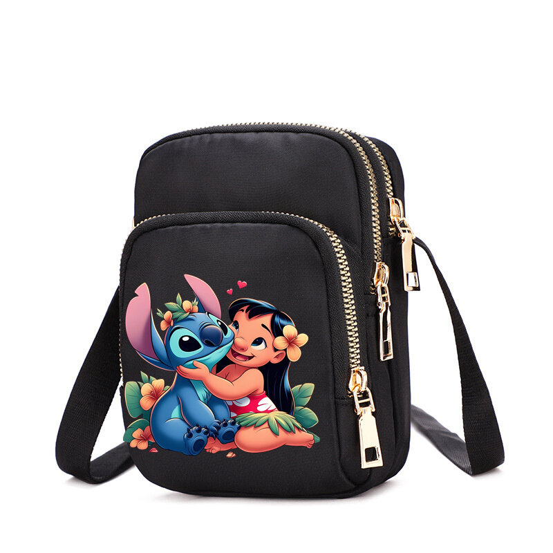 Disney Lilo & Stitch กระเป๋าเงินสำหรับผู้หญิงกระเป๋า Tali bahu สะพายข้างสำหรับผู้หญิงกระเป๋าใต้วงแขนวัยรุ่น