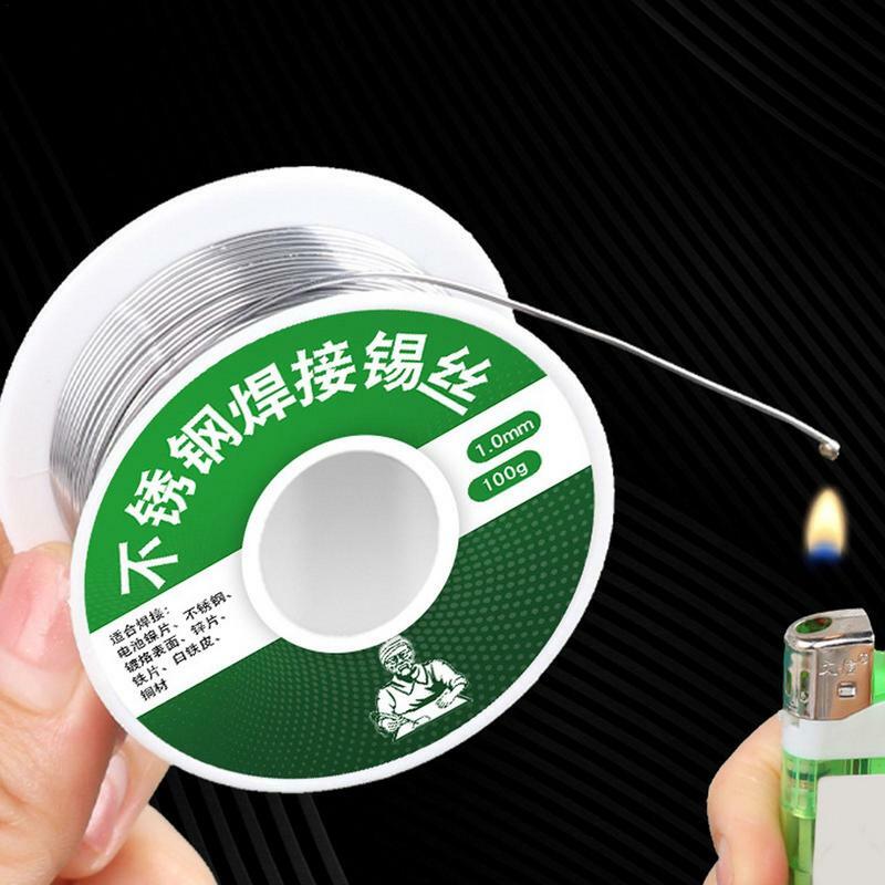 50/100g Disposable Lighter Solder Welding Wire Soldering Tin Wire Stainless Steel Copper Iron Nickel Battery Pole Piece Low Melt