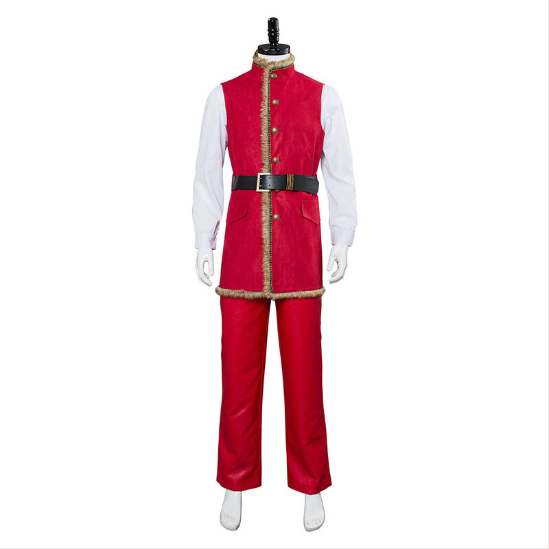 Kerstman Cosplay De Kerst Kronieken Kostuum Heren Rode Jas Hoed Schoenen Laarzen Outfit Pak Halloween Carnaval Feestpak