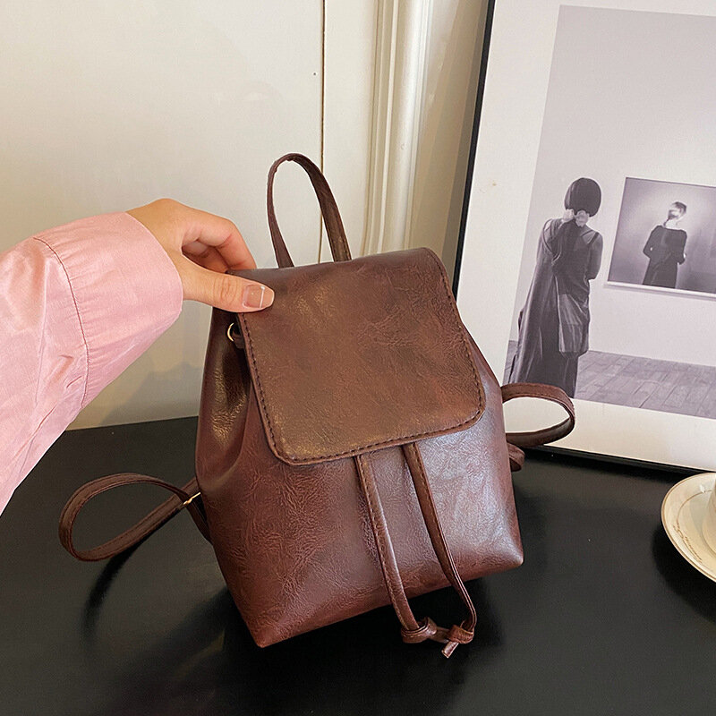 Retro Pu Rucksack für Mädchen trend ige und vielseitige Mode und strukturierte College-Rucksack Luxusmarke weibliche Designer Umhängetasche