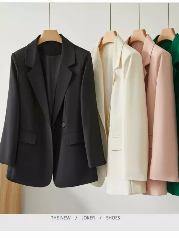 Blazers trespassado para mulher, casacos clássicos, macios e elegantes, monocromáticos, simples e elegantes, combinam com tudo, elegantes e elegantes, top, novos