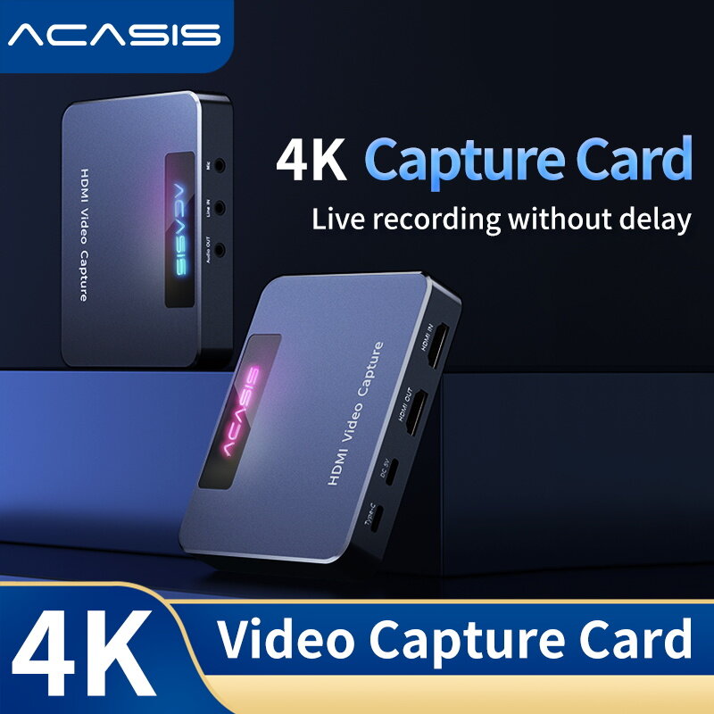 ACASIS HDMI Capture Card 4K 1080P 280Hz เอาท์พุท USB 3.0 Audio Video บันทึก DSLR กล้อง Action Cam Stream Gaming