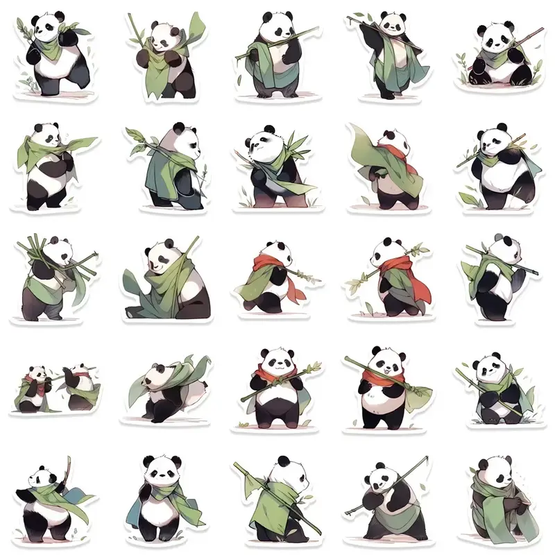 50 buah stiker grafiti Kung Fu Panda Cina koper laptop ponsel gitar cangkir air mainan anak-anak stiker dekorasi