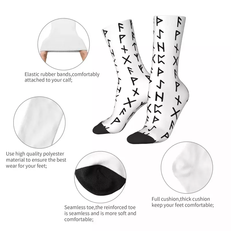 Lustige verrückte Socke für Männer nordische Runen weiß Hip Hop Harajuku Wikinger glücklich atmungsaktives Muster gedruckt Jungen Crew Socke lässig Geschenk