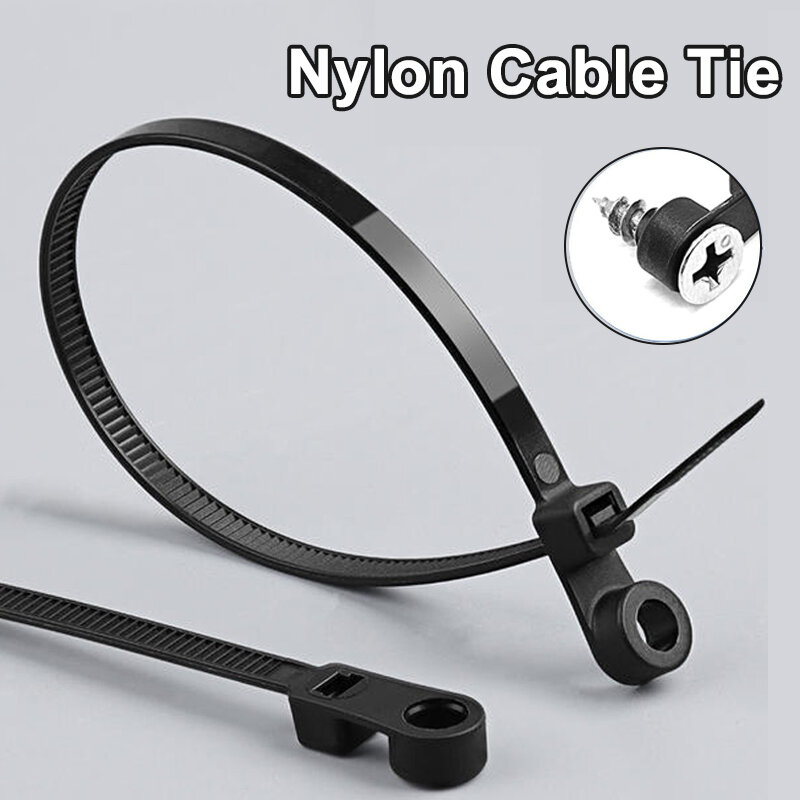 Pengikat kabel lubang sekrup kepala tetap kabel nilon tiesdengan lubang sekrup pasang sendiri bungkus Loop tali pengikat 4*150 pengikat kabel