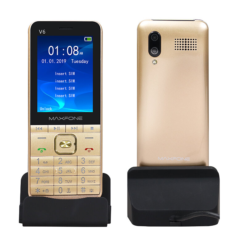Teléfono móvil con pantalla GSM de 2,8 ", cuatro Sim, teclado ruso, linterna grande, cámara MP3, reproductor de vídeo, grabadora, teléfonos móviles originales