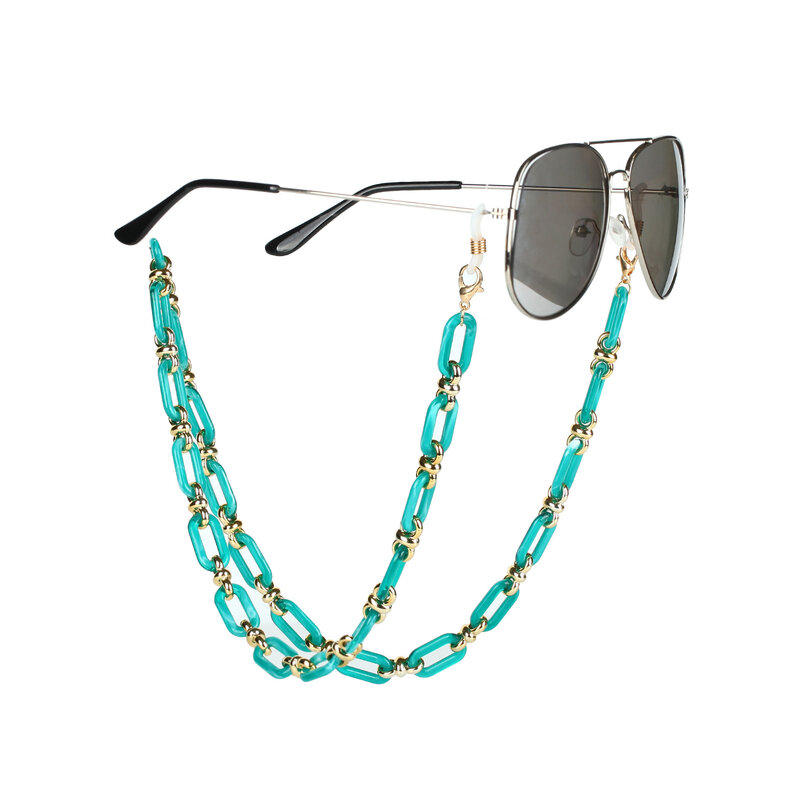Amber Acrylic Button Chain Eyeglass Glasses Chain Women Anti-lost Mask Hanging Sunglasses Lanyards Hold Cord Strap Rope Necklace