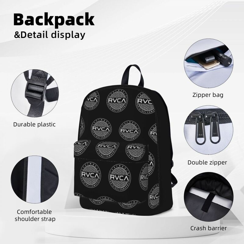 Emblem Rvca-Sac à dos de grande capacité pour étudiant, sac de livre, sac à dos pour ordinateur portable, sac à dos de voyage décontracté, sac d'école