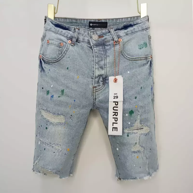 Высококачественные фиолетовые брендовые джинсы, женские джинсовые шорты в стиле хип-хоп с дырками, обтягивающие джинсовые брюки с низкой посадкой