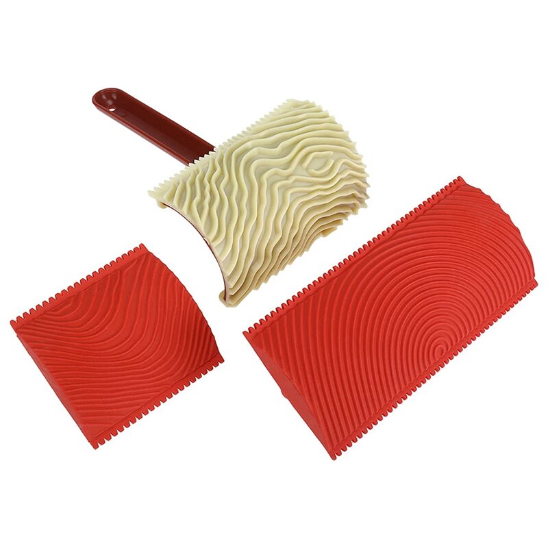 HOT-6Pcs Rubber Wood Graining Painting Tool Set For Wall Decoration, 7 Inch Empaistic Wood Pattern Painting Roller Kit