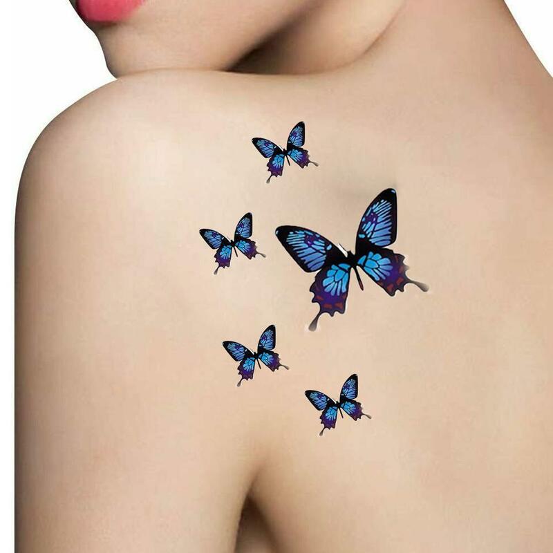 Sexy Sleutelbeen Tattoo Sticker Blauw 3d Patroon Mannen Vrouwen Tattoo Body Tattoo Tijdelijke Kunst Wegwerp Gratis Stickers Water H3t8