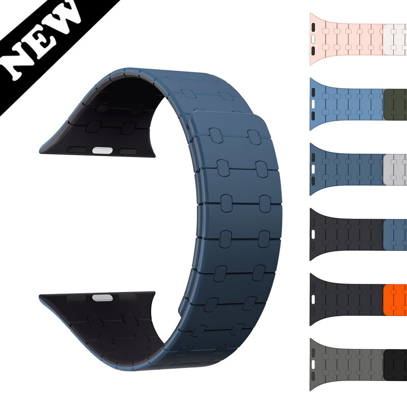 Pulseira de Silicone Magnética para Relógio Apple, Ultra Band, 49mm, 45mm, 41mm, 40mm, 44mm, 38mm, 42mm, iWatch Series 8, SE, 7, 6, 5, 4