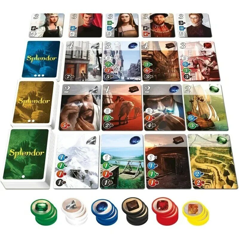 Splendor Duel juegos de mesa multijugador, cartas de estrategia de introducción, juegos de rol, colección de trama