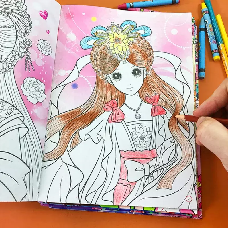 Princess Coloring Show Children's Early Education Enlightenment Drawing Book Girl's Favorite Graffiti Coloring Drawing Book