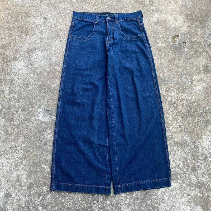 Herren-und Damen jeans hohe Taille Gothic lose gerade Hose mit weitem Bein y2k High Street Retro Harajuku Street Fashion Blue Jeans