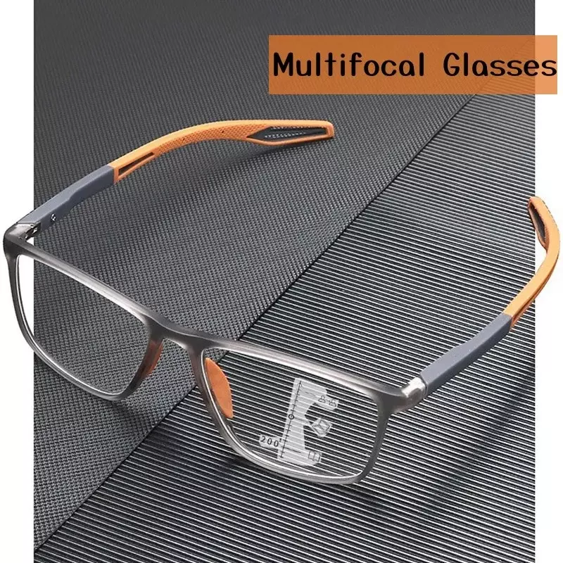 Óculos de leitura multifocais com luz anti-azul TR90 para homens e mulheres, óculos esportivos ultraleves, óculos Farsight, perto e longe, progressivos