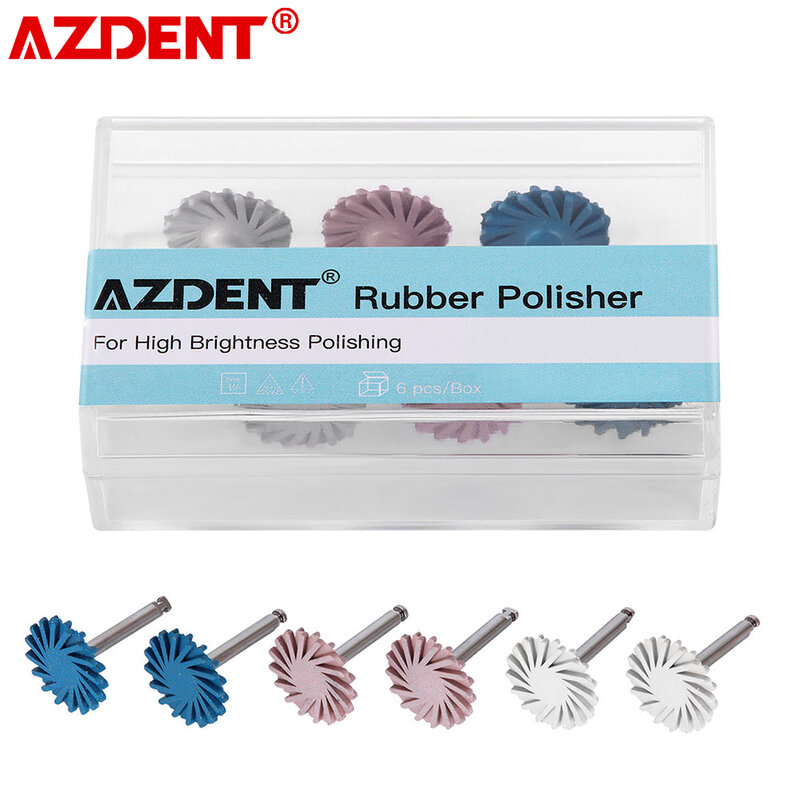 AZDENT-Kit de Discos de pulido para odontología, herramienta de pulido Dental de 3 etapas con diamante RA, rueda de 14mm, pulidor de goma HP de 2,35mm