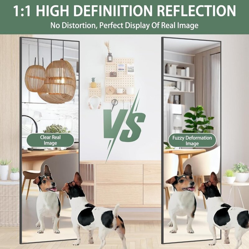 Hasipu Door Mirror Full Length, 51 X 16 Inch Full Body Wall Mirror Over The Door Hanging Mirror for Bedroom, Living Room