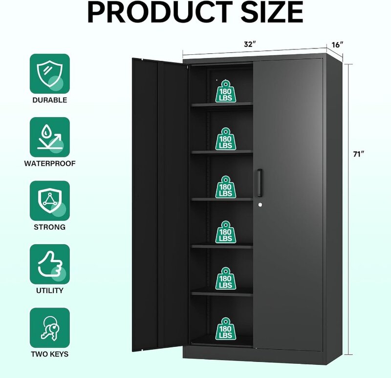 LEBAO-armarios de almacenamiento de Metal con cerradura, organizador de casilleros altos, estantes de capas ajustables, 2 puertas, múltiples colores