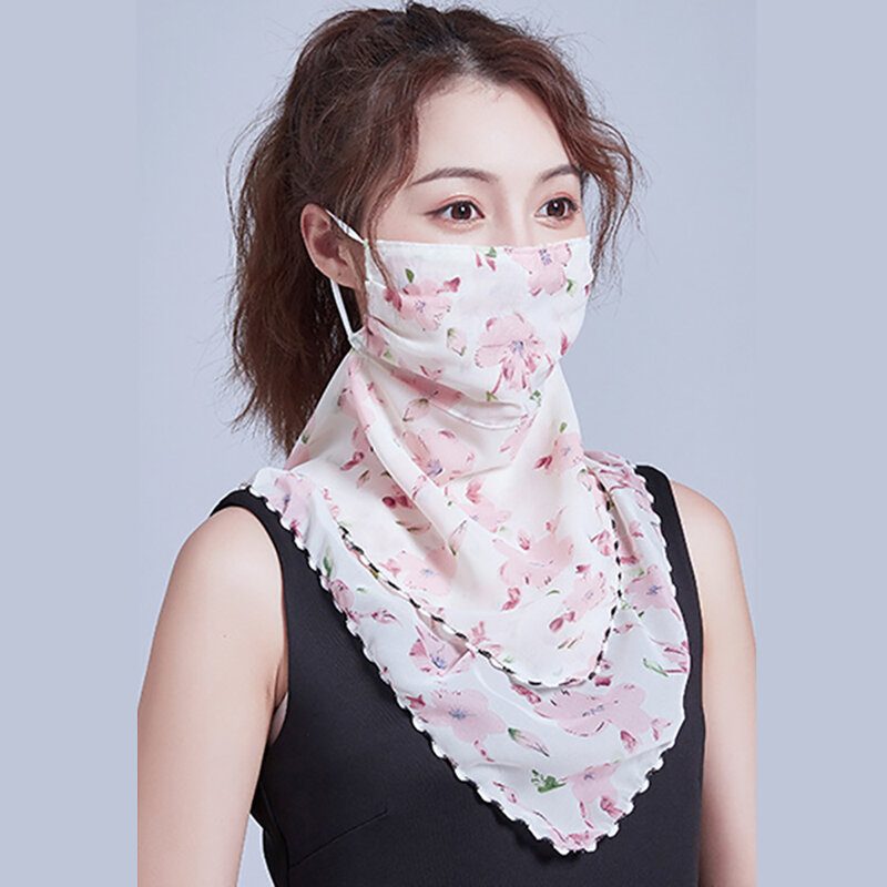 Women Outdoor Cycling Chiffon Breathable Scarf Shawl Veil Face Neck Cover Sun Protection Small Scarf Sun Resistant Neck Mask