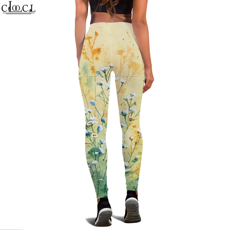 CLOOCL-mallas deportivas para mujer, pantalones con estampado 3D de pintura al óleo, elásticos, de cintura alta, moldeadores de ejercicio