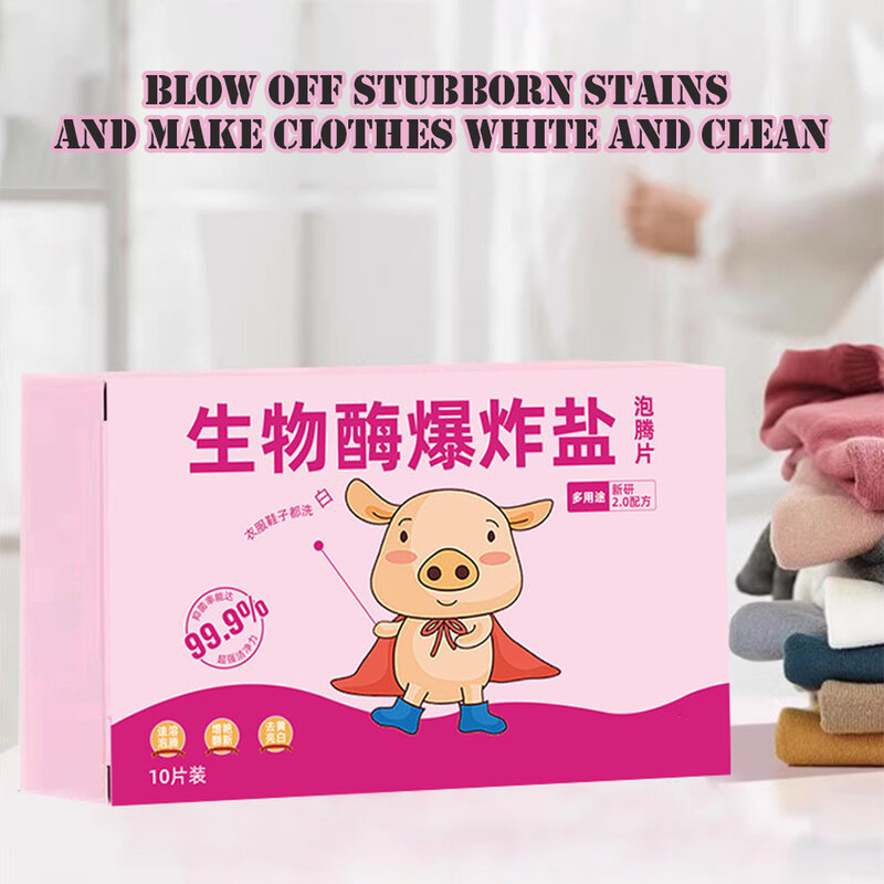 Bathroom Enzyme Cleaning Tablet Efficient Breakdown Stains Solid-Tablet For Clothes Leaning