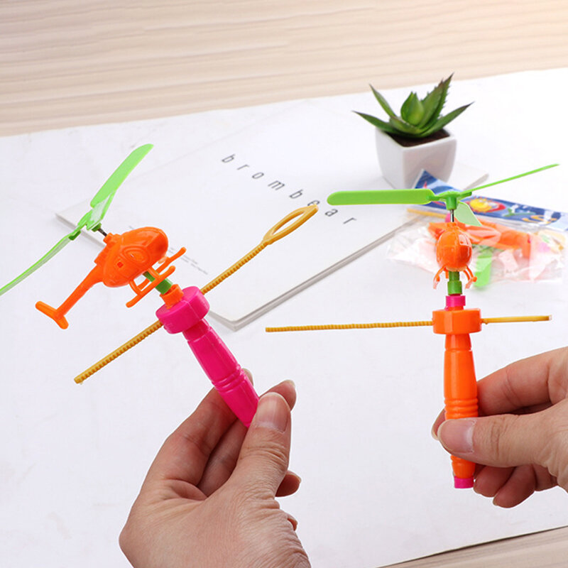 Children's Gift Aviation Model Copter Handle Pull Ruler Helicopter Plane Outdoor Toys For Kids Playing Drone Drawstring Plane