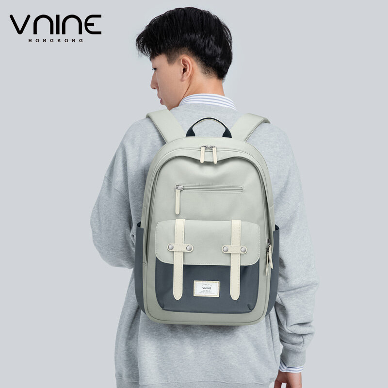 VNINE Junior High School Student School Bag Women's Large Capacity 2024 New Leisure High School Student Travel Bag Backpack