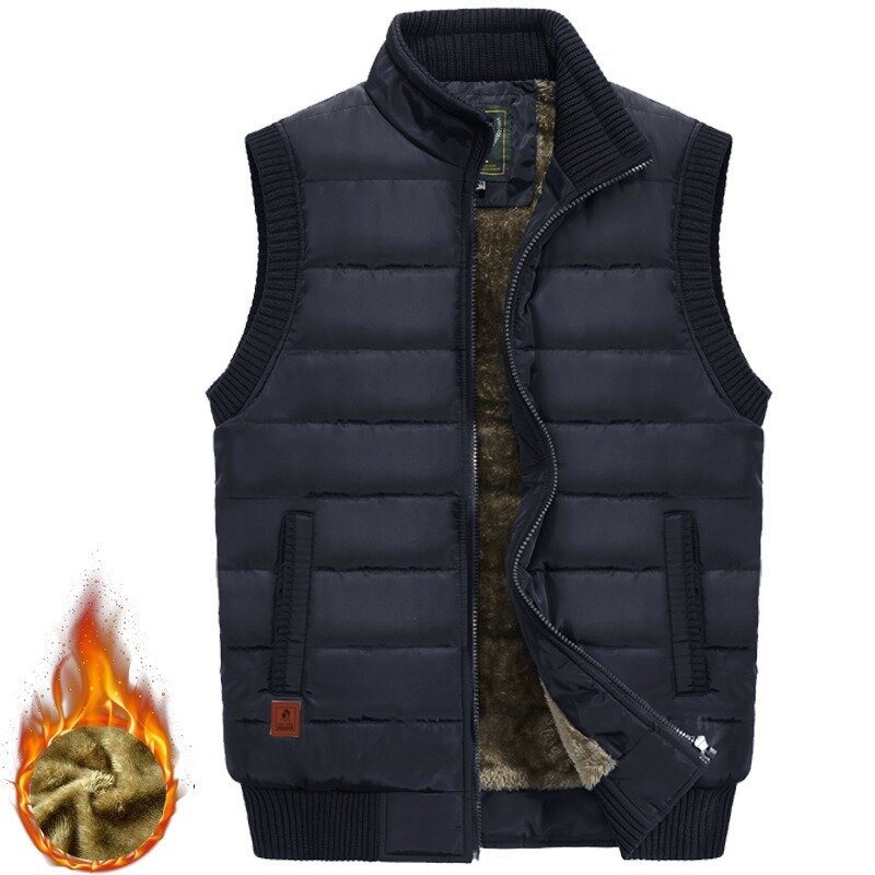 2021Man Sleeveless Vest Fleece Coats Army Green 5XL New Autumn Winter Plus Size Men Stand Collar Coat Thick Warm Jacket Casual