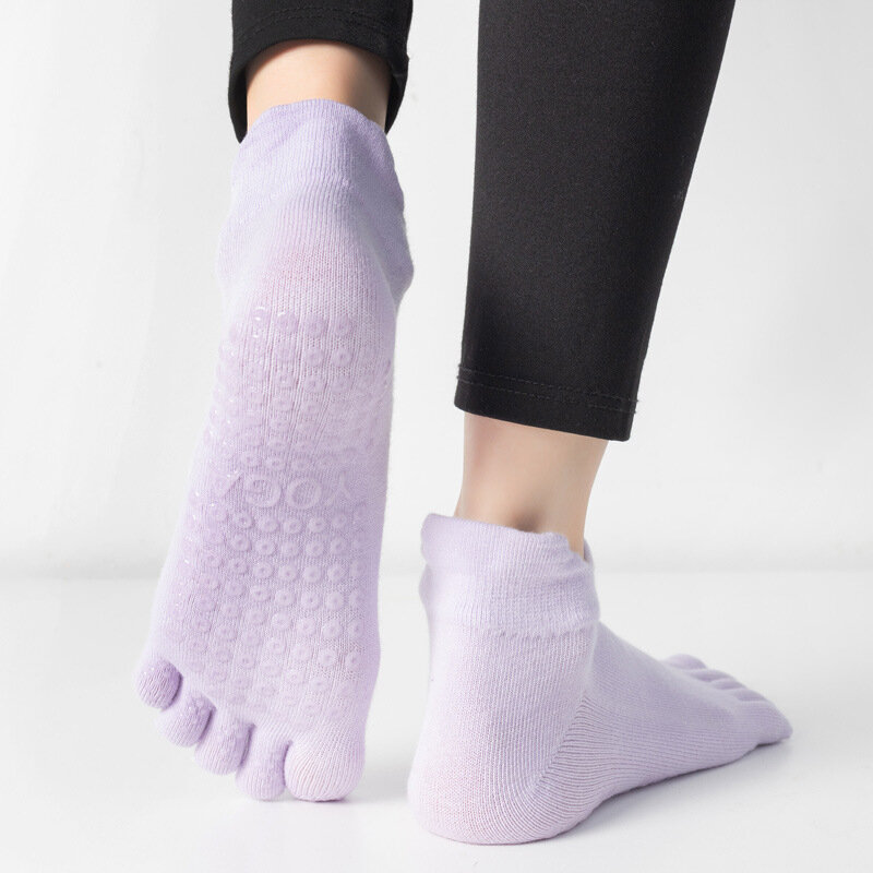 Calzini da Yoga addensati asciugamano in cotone pettinato fondo in Silicone antiscivolo Pilates Pure Barre Dance Sports Sock pantofole con impugnature