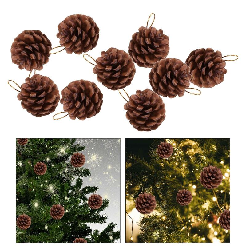 9x Christmas Pine Cones Pendant DIY Crafts for Thanksgiving Party Winter
