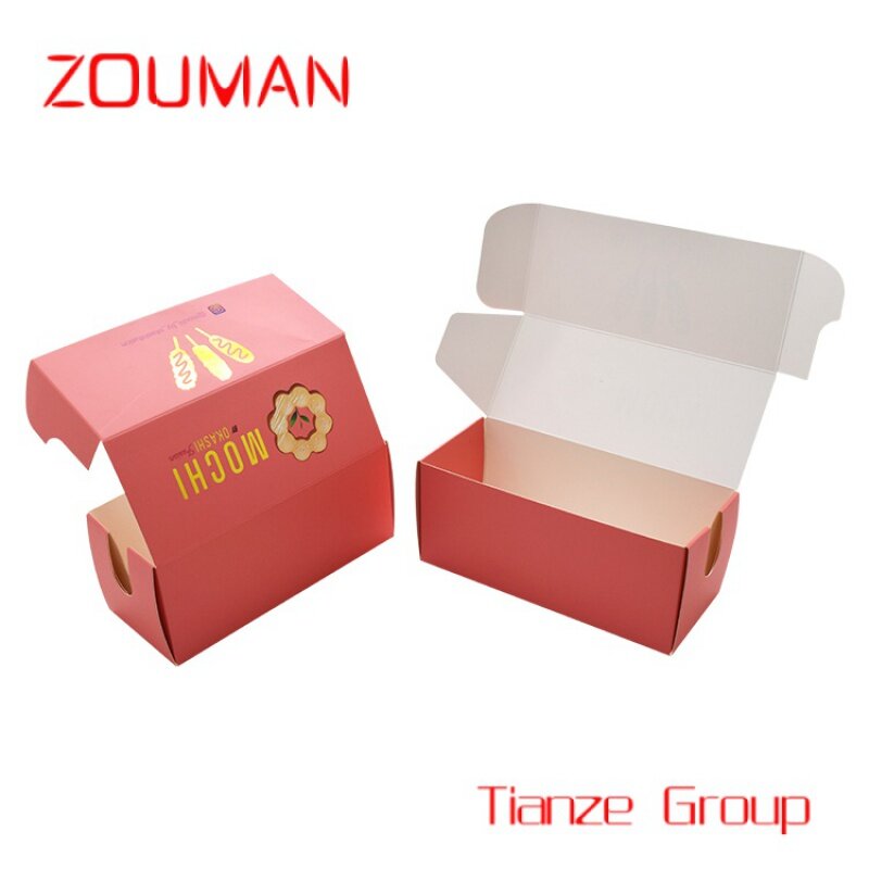 Imballaggio per fast food in carta biodegradabile personalizzata per alimenti scatola per hot dog coreana scatola per imballaggio in carta per cani di mais rosa bianca