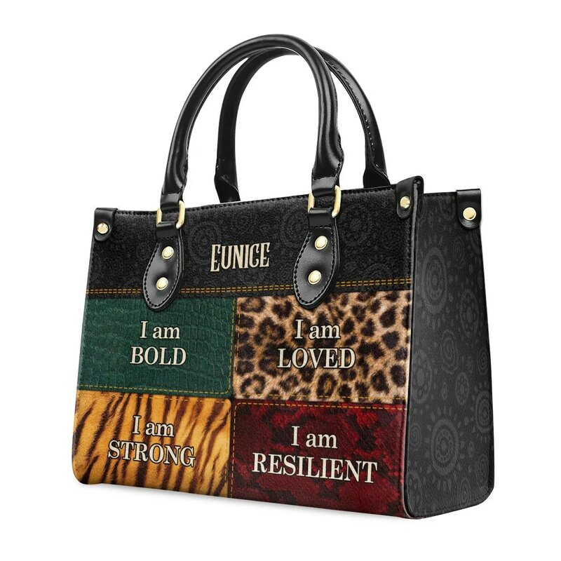 Bolsa de couro personalizada para mulheres, Luxo Cross Body Bag para meninas, alta qualidade, POD, eu amo, AMOR, forte, forte, forte, transporte da gota