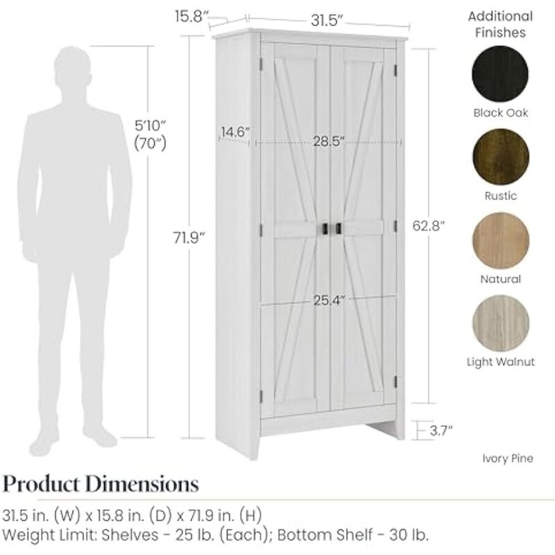 Casiers à vêtements de 31.5 "de large, armoire multifonctionnelle, Cisco à vêtements enrichi en ivoire pour chambre à coucher, meubles de maison