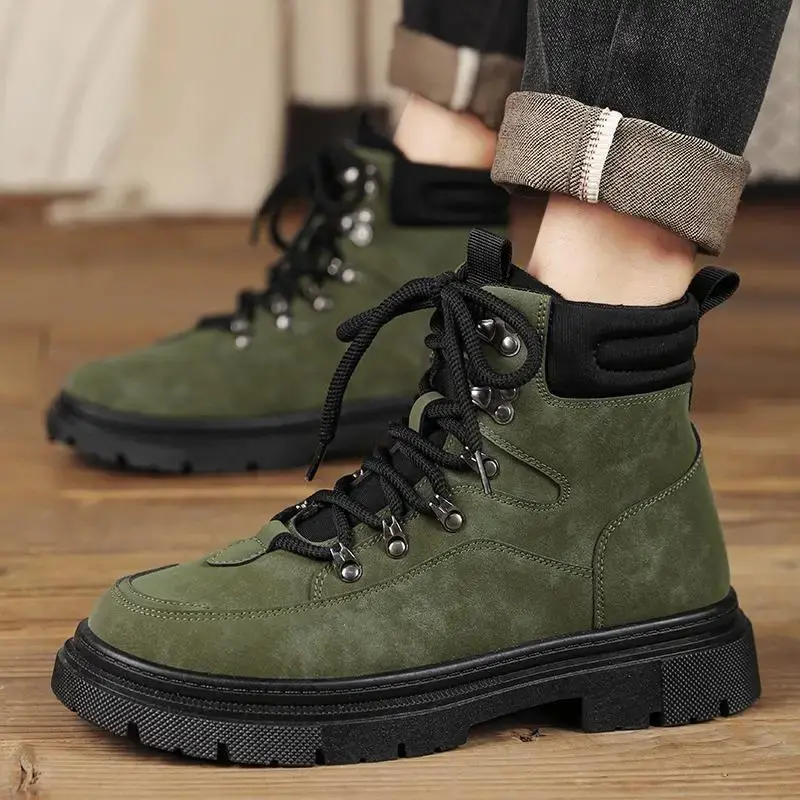 Winter Dr.  Men's High-Top British Mid-Top Leather Shoes Men's Boots Men's Autumn and Winter Sports Men's Short Boo