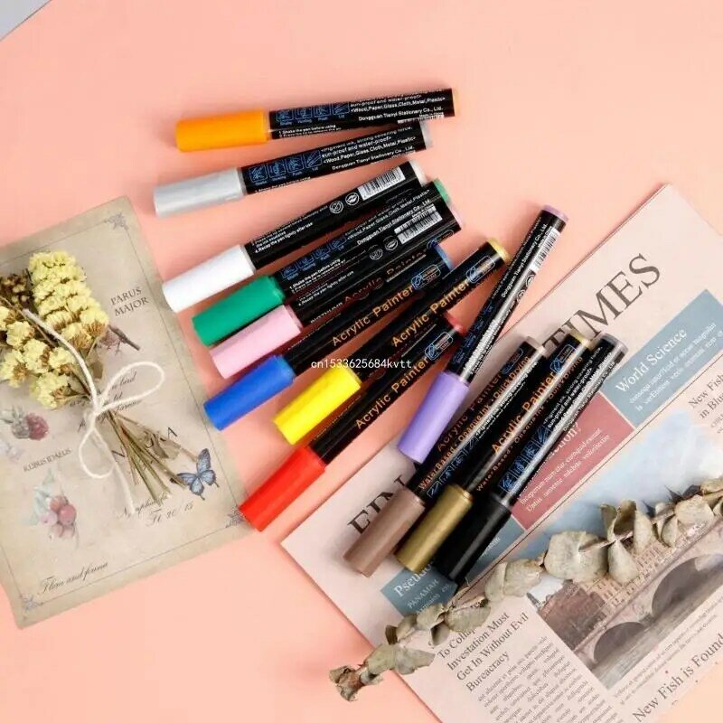 12/36 Color Acrylic Paint Markers 0.7/3mm Pen Acrylic Paint Pen Drawing Pen Acrylic Pen Office School Supplies