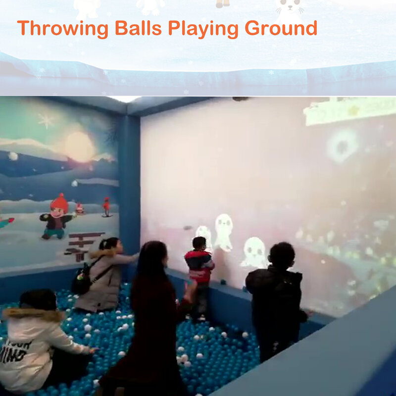 Smash Snowball pada dinding permainan proyeksi interaktif, Video perangkat layar interaktif Multi-Media mendukung Windows untuk anak-anak, dewasa
