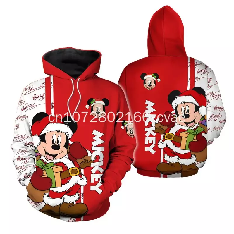 2024 Disney Mickey 3d Hoodie Sweatshirt Jackets Clothes Hoodie Men's Pocket Long Sleeve Zip Shirt Minnie Mouse Shirt Jacket