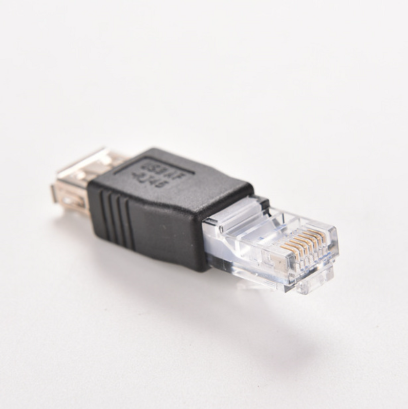 1 szt. Kryształowa opaska na głowę RJ45 męski do USB 2.0 z Adapter żeński złączem do laptopa LAN kabel sieciowy konwerter Ethernet wtyczka