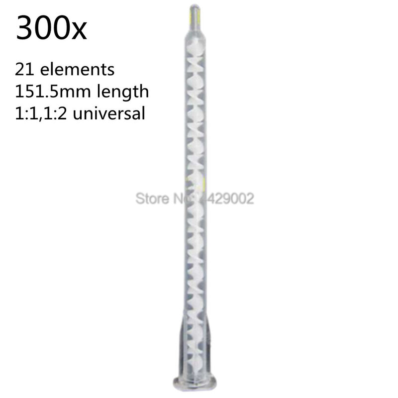 300 Buah 151.5Mm Panjang Statis Mixer Epoksi Resin Lem 1:1 2:1 Universal Cartridge Syringe Tabung Pencampuran Nozzle 21 Elements Mix Tips
