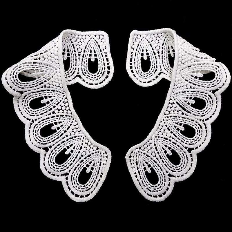 1 Pair Neckline Decorative Lace Flowers Fake Collar Soft 3D Openwork Embroidered Lace DIY Milk Fiber Fake Collar Lace