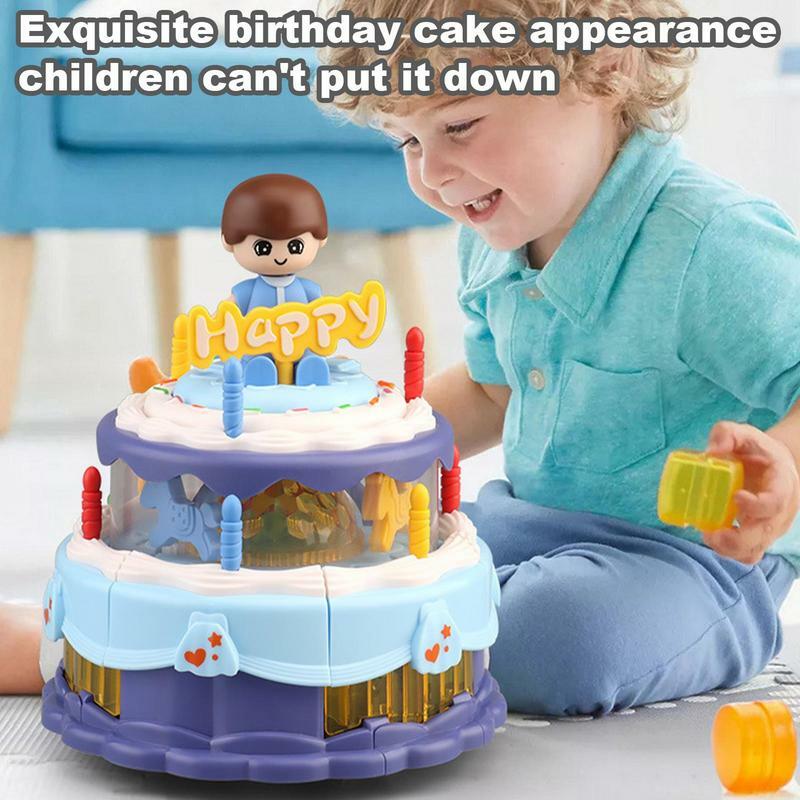 Electric Rotating Musical Cake Toys Automatic Singing Flashing Music Cartoon Cake For Boys And Girls Birthday Christmas Supplies