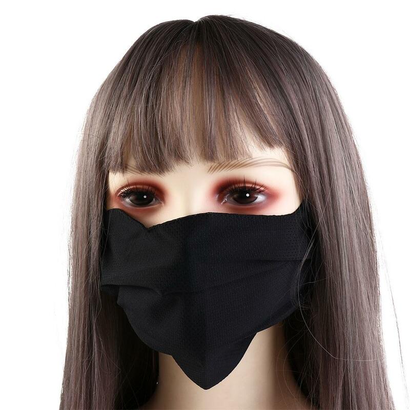 Cycling Riding Sun Protection Solid Color For Women Hiking For Girl Summer Face Cover Ice Silk Mask Sunscreen Mask Face Scarf