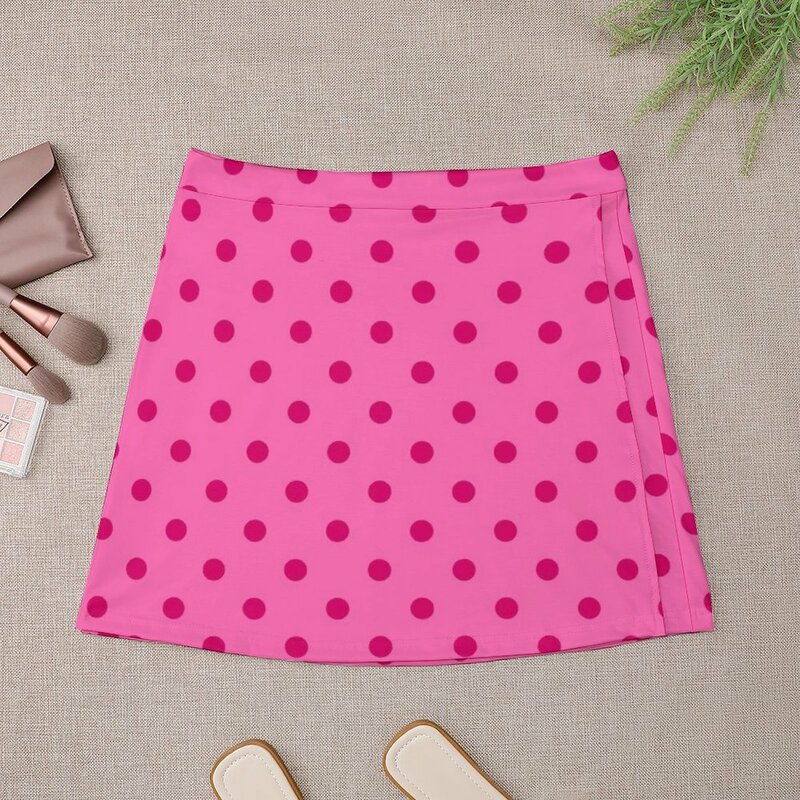 Średnia ciemna gorąca różowe kropki na jasnej różowej Mini spódniczce damskiej spódnice damskie spódnice