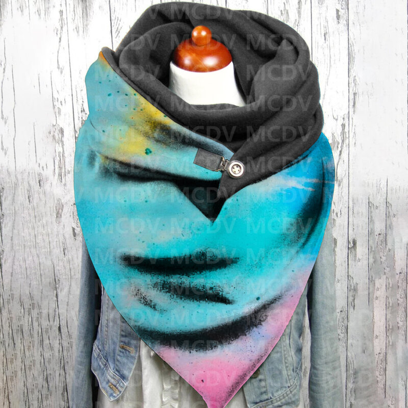 Повседневный платок и шаль с градиентным 3D принтом для женщин, теплый и удобный шарф 02
