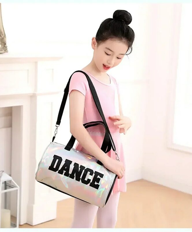 Bolsa de baile para niños, mochila de un hombro con láser Latino Nacional, bolso de baile portátil de dibujos animados para niñas, bolso de Ballet