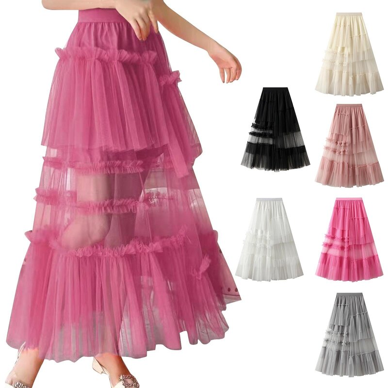 2023 Women's Long Maillard Fall Skirt Elegant High Waist Cocktail Party Wedding Flared A Crib Skirt Girl Bathing Suit with Skirt