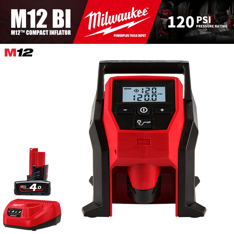 Milwaukee-M12 bi 2475キット、ミルウォーキーm12™コンパクトなコードレス充電器,バッテリー充電器付き,120psi,12V