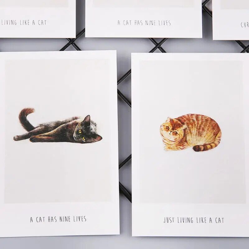 30 ورقة للوحات القطط بطاقة بريدية كلاسيكية عتيقة هدية عيد الميلاد لرغبة دروبشيب